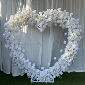 Arco de corazón de rosa roja al por mayor con fondo de flores arco Floral 8ft X 8ft arco de flores personalizado corazón para decoración de boda - Product Image 6