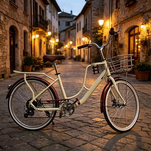 <span class=keywords><strong>Bicicleta</strong></span> de pedales para adultos de 7 velocidades con <span class=keywords><strong>cuadro</strong></span> de aluminio, estilo pastoral moderno, <span class=keywords><strong>bicicleta</strong></span> para ir al trabajo con gran capacidad de almacenamiento. - Product Image 4