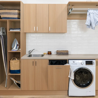 Meuble de lavage autoportant moderne sur mesure pour balcon avec évier et machine à laver, mobilier de maison pour chambre et salon