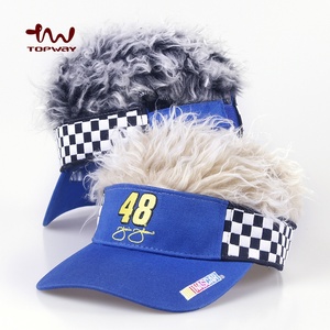 Casquettes <span class=keywords><strong>pare</strong></span>-<span class=keywords><strong>soleil</strong></span> personnalisées en gros avec perruque et logo brodé - Product Image 1