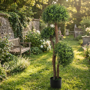 Albero Topiario Artificiale in Plastica <span class=keywords><strong>a</strong></span> Tre Sfere, Resistente ai Raggi UV, Ecologico, in Vaso, per Paesaggistica e Interni - Product Image 1
