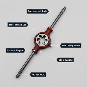 Chiave per filettatura forcella bici da 25,4 mm, rossa, con attacco per filo stantuffato, a sei scanalature, per filettare il forcellino <span class=keywords><strong>anteriore</strong></span> - Product Image 2