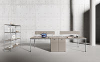 Bureau de direction rectangulaire moderne en mélamine à hauteur réglable, design écologique, mobilier commercial, instructions d'assemblage