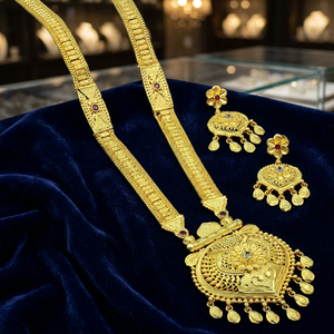 Collares largos de latón chapado en oro de 14K, 18K, 24K al por mayor, con incrustaciones de piedras AD, conjunto de joyería tradicional AD, collares de moda. - Product Image 1