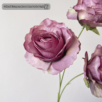 Fleur artificielle rose européenne à 3 têtes, tige en soie artificielle, toucher réel, pour bouquet de mariage, décoration de vase à domicile, vente en gros