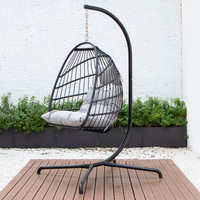 Fauteuil suspendu en rotin pour jardin, meubles de jardin à une place, balançoire de patio avec support
