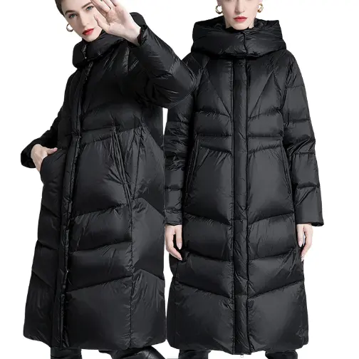 Abrigo largo de invierno de calidad de lujo para mujer abrigo de plumón de pato acolchado para damas chaquetas fabricación profesional
