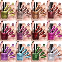 Vernis à ongles métallique miroir, sans cuisson, séchage rapide, longue durée, multicolores, brillant
