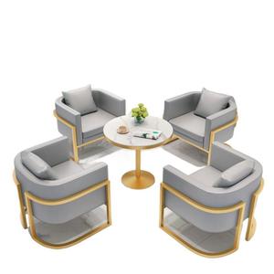 เฟอร์นิเจอร์แผนกต้อนรับสำนักงานที่ทันสมัยชุดโซฟาหนังกรอบโลหะโซฟาหนังหรูหราอุปกรณ์เสริม1 2 3ที่นั่ง - Product Image 3