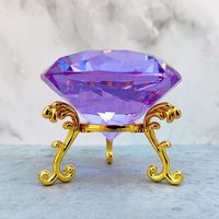 Presse-papier en diamant de gemme de cristal de verre brut de couleur différente découpée à la machine avec support à base en métal MH-9514