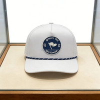 Casquette unisexe personnalisée à 5 panneaux en corde, imperméable et perforée au laser, avec patch en PVC, idéale pour la plage, le golf et les activités de plein air, OEM/ODM