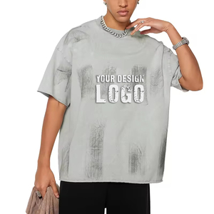 T-shirts pour hommes décontractés à épaules tombantes, manches courtes, surdimensionnés, de haute qualité, lavés, vintage, amples, sportifs, vente chaude - Product Image 3