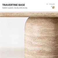 Table de salle à manger ronde en travertin naturel, table en pierre sur piétement, style côtier australien, luxe, robuste, anti-taches, pour l'Australie