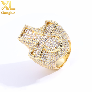 18K Gold Plated Copper Hip-hop Zircon <b>Cross</b> <b>Ring</b> for Unisex High-end Retro Style - Product Image 2