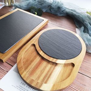 Tabla de Pizarra Natural Personalizada de Fábrica con Tabla de Queso de Madera de Acacia, Bandeja para Servir Sushi y Filetes en Restaurantes - Product Image 4