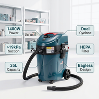Extracteur de poussière industriel sans sac 1400W, double cyclone, filtre HEPA, 9 gallons, pour chantier, vente en gros usine