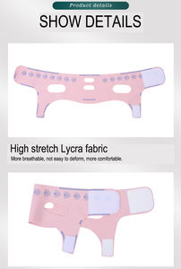 Mascarilla Facial Reafirmante y Lifting en V de Alta Elasticidad para Levantar el Mentón, Esculpir el Rostro Caído, Banda Elástica de Tela para Todo el Rostro, Color Rosa - Product Image 3