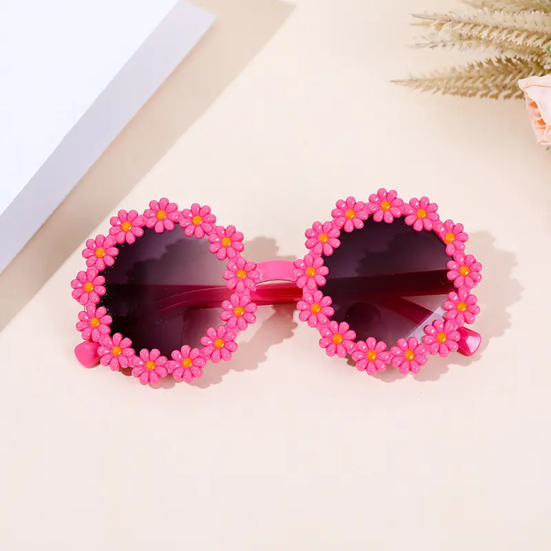 New Fashion Lovely Flowers Seaside Sun Visors Daisy Sunglasses Eyeglasses Sun Eye Glasses For Children Girls'