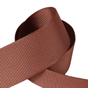 Ruban gros-grain marron en polyester de 4cm de large, vente en gros, personnalisé