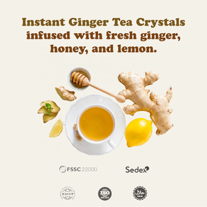 Boisson au <span class=keywords><strong>gingembre</strong></span> et au miel Lipatea - Poudre de thé instantanée avec cristaux de miel au <span class=keywords><strong>citron</strong></span> et au <span class=keywords><strong>gingembre</strong></span>, sans OGM/sans gluten/sans caféine, 20 sachets - Product Image 3