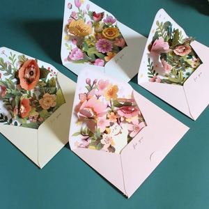 Tarjeta de Navidad con flores románticas, tarjetas de felicitación emergentes 3D, juego de postales, decoraciones para fiestas y bodas, regalos creativos para niñas - Product Image 3