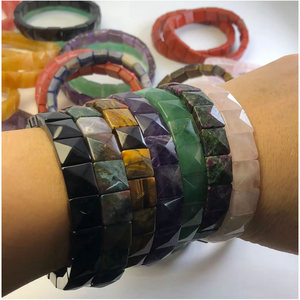 Pietra naturale 12mm taglio <span class=keywords><strong>perline</strong></span> <span class=keywords><strong>bracciale</strong></span> quadrato uomini donne fatto a mano in cristallo agata energia gioielli per regali estivi - Product Image 1