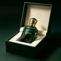 Flacon de parfum de luxe au design moderne, flacon de parfum vide en verre vert 50ML, flacon de parfum avec boîte, flacons de parfum avec couvercles dorés