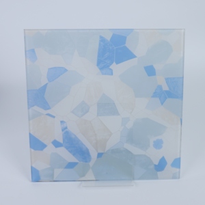Vidrio Decorativo de Privacidad con Mosaico Geométrico Azul Claro, Impreso con Serigrafía, para Vestíbulos de Hoteles y Tiendas Minoristas - Product Image 4