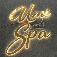 Enseigne lumineuse 3D pour salon de beauté, lettres en métal gravé or rose titane, signalétique pour boutique de cosmétiques et salon de manucure