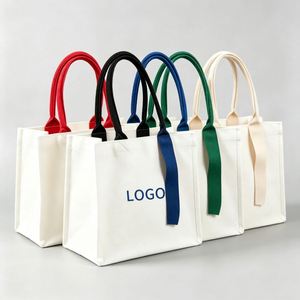 Sac fourre-tout en toile réutilisable personnalisé avec logo imprimé et motif lettres pour la promotion publicitaire (vente en gros) - Product Image 3