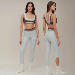 Ensemble de yoga anti-humidité avec soutien-gorge dos nageur et leggings taille haute, design découpé, patchwork, vêtements de sport pour femmes - Product Image 1