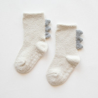 Chaussettes pour bébés et enfants d'automne et d'hiver, 0-3 ans, antidérapantes, en polaire corail, motif dinosaure