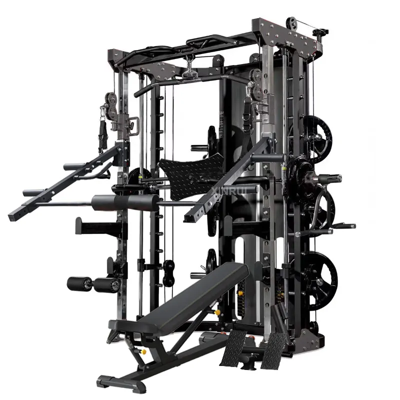 Xinrui en iyi fiyat jammer kolu çok fonksiyonlu spor salonu ekipmanları eğitmen smith makinesi ağırlık yığını ile