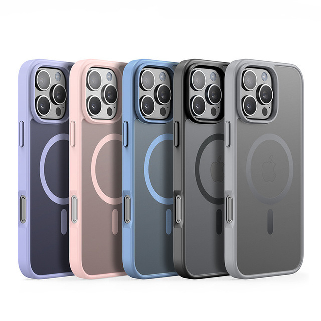Matte Skin Magnetic Phone Cover for iPhone 16 Pro Max Case 16 Plus 16 Pro Frosted Transparent Wireless Charging Phone Case