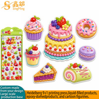 Autocollant personnalisé en forme de bonbon, 3D en relief, dessin animé, cristal, aurore, autocollants en époxy, autocollants en relief, NFC, adhésifs, imperméables, fournisseur de décorations