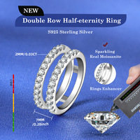 Bague de mariage hip-hop double couche en moissanite 2 mm testée au diamètre, style Iced Out, la plus vendue, pour femme