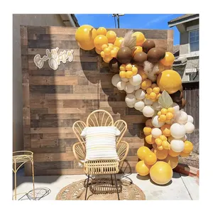 夏季主题第一儿童生日柠檬黄色棕色腮红派对向日葵蜜蜂气球花环拱门套件气球拱门背景