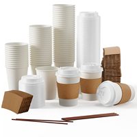 Vente en gros de gobelets jetables étanches en papier noir à double paroi avec logo personnalisables avec couvercle