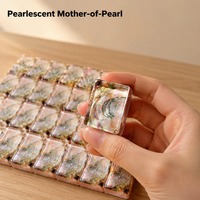 Jeu de tuiles de mahjong américain en acrylique à motif de coquille d'ormeau de luxe, 4 joueurs, tuiles personnalisées gravées à la main et peintes