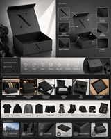 Boîte cadeau de luxe noire pliable avec fermeture magnétique pour vêtements, avec logo UV sélectif, emballage rigide en carton pour T-shirt