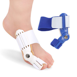 Correcteur d'hallux valgus taille unique blanc et bleu, séparateur d'orteils orthopédique pour la correction du gros orteil - Product Image 1