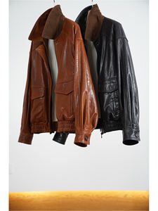 Manteau en peau de mouton fœtal importé frotté à la <span class=keywords><strong>cire</strong></span> d'huile tannée végétale de style spectacle de haute qualité pour femmes - Product Image 5