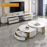 Table basse et meuble TV en panneaux de roche de luxe léger italien, meuble de sol moderne et simple pour salon et petit appartement