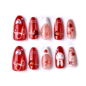<span class=keywords><strong>Uñas</strong></span> Postizas al por Mayor, Nuevo Estilo Especial 3D, <span class=keywords><strong>Uñas</strong></span> a Presión con <span class=keywords><strong>Diseño</strong></span> <span class=keywords><strong>de</strong></span> Corazón Navideño y Perlas Rojas, Pegamento DIY <span class=keywords><strong>para</strong></span> <span class=keywords><strong>Uñas</strong></span> Postizas <span class=keywords><strong>para</strong></span> Mujer - Product Image 3