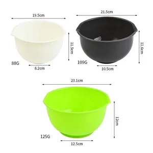 2022 New Salad nesting mixing bowl with lid 3 machine Color plastic kitchen food plastic mixing bowl set