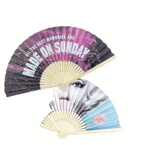 Handmade Portable Bamboo Folding Fan Painted Decorative Pattern for Business <b>Gifts</b> or Weddings - Product Image 1