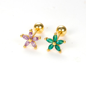 Brincos de Alta Qualidade para Comércio Exterior Transfronteiriço 2016 Atacado Flor Zircônia Colorida Pétalas de Zircônio Acessórios Chiques - Product Image 5