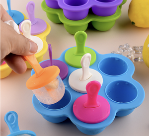 Silicone Popsicle Molds Mini 7-Cavity DIY <strong>Ice</strong> Pop Mold With Colorful Sticks and Drip-<strong>guards</strong> Baby Food Storage Container - Product Image 3
