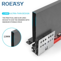 ROEASY Boîte métallique mince 3 plis à fermeture en douceur Tiroirs d'armoires de cuisine Glissières de tiroir à glissière Boîte mince à fermeture en douceur