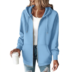 Sweat à capuche zippé surdimensionné pour femme, personnalisable avec votre marque, marque privée, fabricant OEM ODM en molleton de coton - Product Image 1